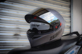 ZEBRA YM 611 VENOM PLAIN MATTE GREY FREE SPOILER FREE CLEAR LENS (DUAL VISOR)