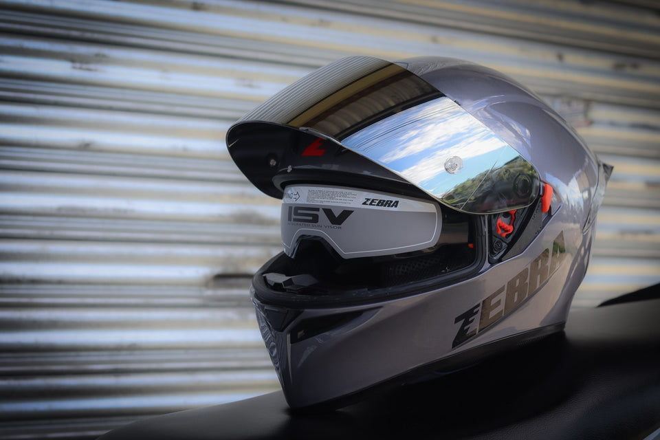 ZEBRA YM 611 VENOM PLAIN COOL GREY!! FREE SPOILER FREE CLEAR LENS (DUAL VISOR)