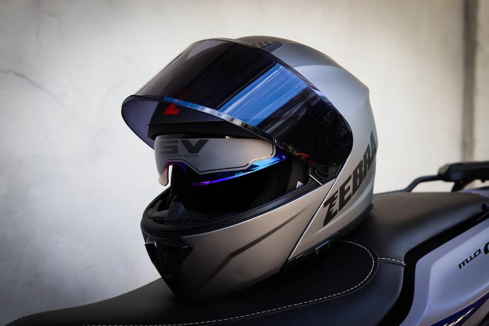 ZEBRA 192 PLAIN MATTE GRAY MODULAR!! WITH FREE CLEAR LENS (DUAL VISOR)