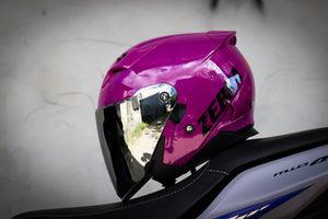 ZEBRA 902 HALF FACE SOLID GLOSS PURPLE!! WITH FREE CLEAR LENS (DUAL VISOR)