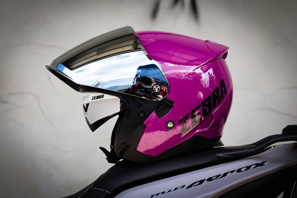 ZEBRA 902 HALF FACE SOLID GLOSS PURPLE!! WITH FREE CLEAR LENS (DUAL VISOR)