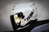 ZEBRA 902 HALF FACE SOLID GLOSS SILVER!! WITH FREE CLEAR LENS (DUAL VISOR)