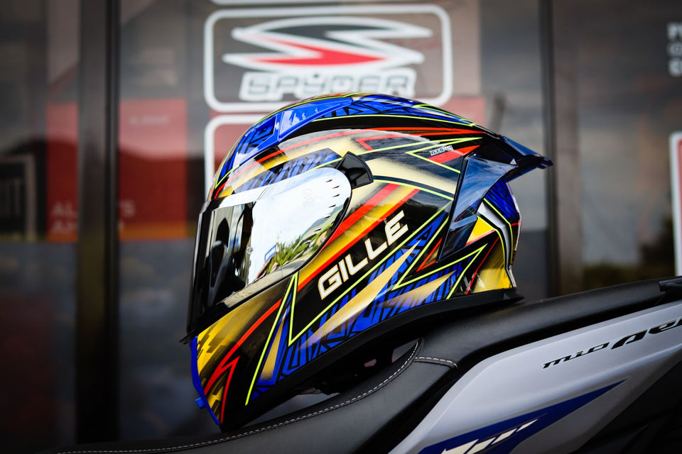 GILLE GTS -1 PITSTOP BLUE!! FREE CLEAR LENS & 2 SPOILER (DUAL VISOR)