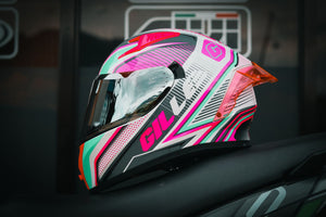 GILLE GTS -1 RAPID WHITE PINK! FREE CLEAR LENS & SPOILER (DUAL VISOR)