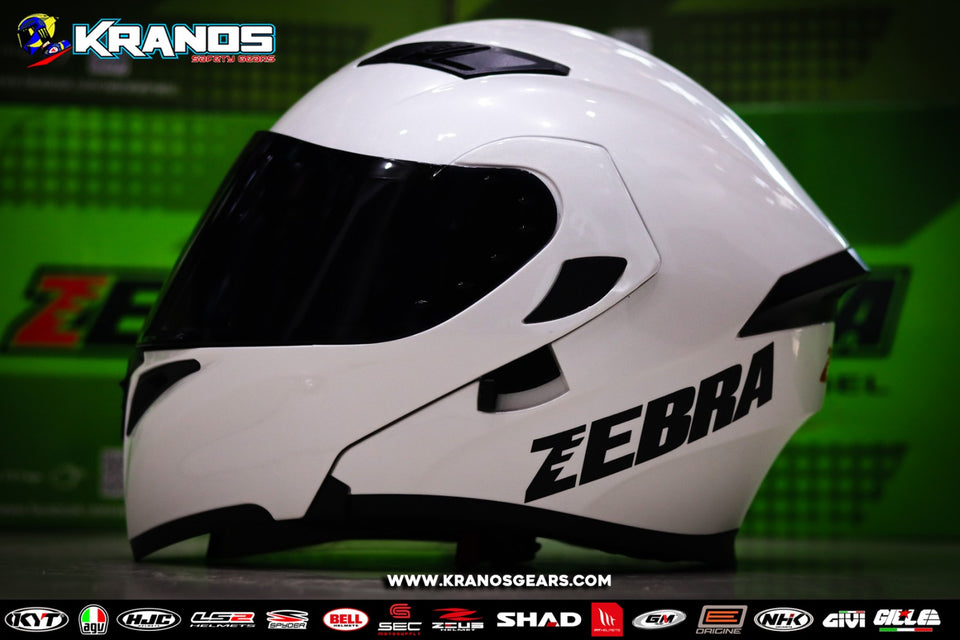 ZEBRA FF805 MODULAR GLOSS WHITE! FREE CLEAR LENS (DUAL VISOR)