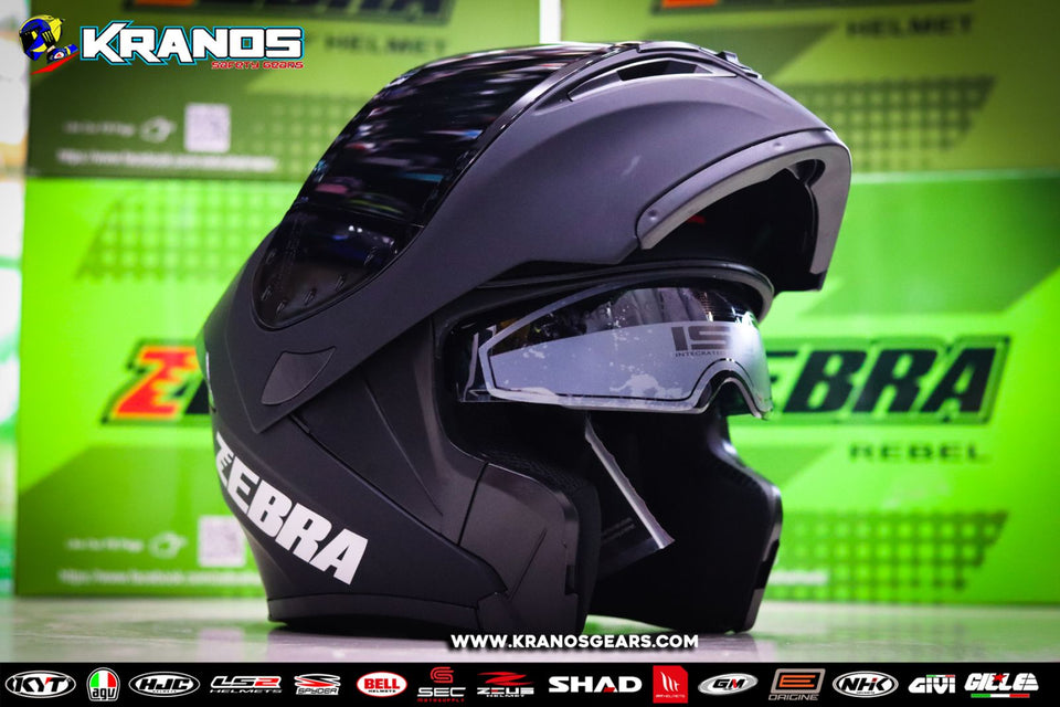 ZEBRA FF805 MODULAR MATTE BLACK! FREE CLEAR LENS (DUAL VISOR)