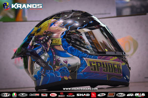 SPYDER PHOENIX+ 37N5 SS NEO SERIES ACE BLACK BLUE PINK!! WITH FREE CLEAR LENS & BUILT SPOILER (SINGLE VISOR)