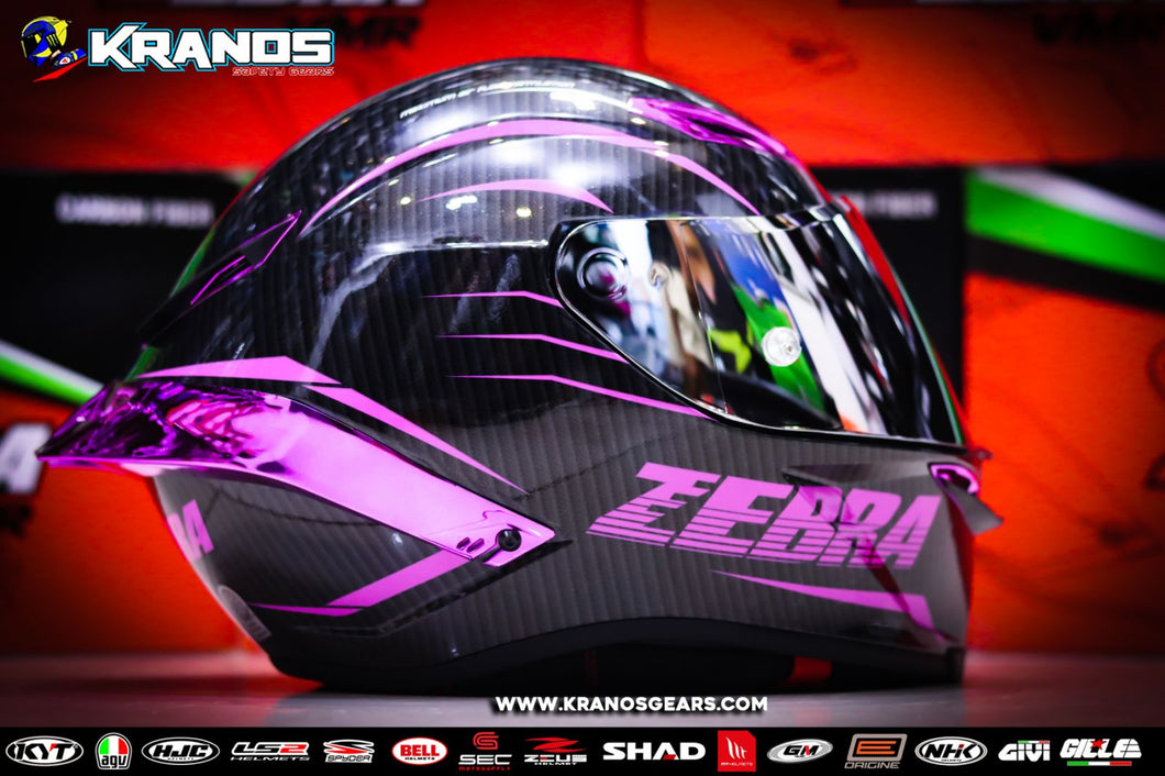 ZEBRA 795 CASCO GLOSS BLACK PURPLE WITH FREE SPOILER & FREE CLEAR LENS (SINGLE VISOR)