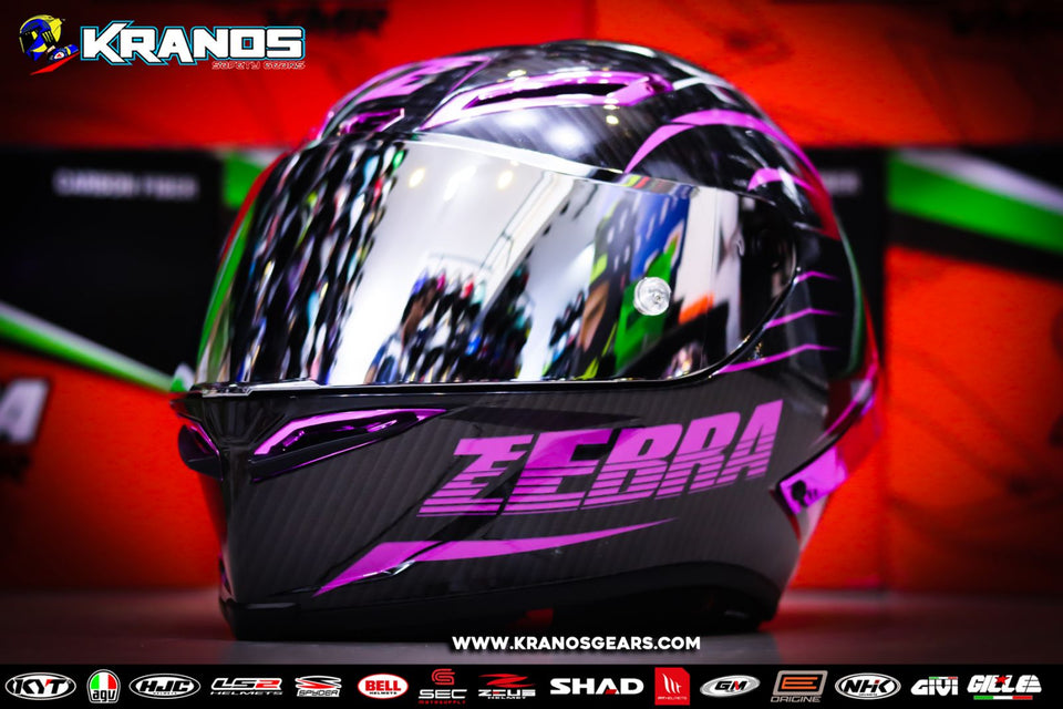 ZEBRA 795 CASCO GLOSS BLACK PURPLE WITH FREE SPOILER & FREE CLEAR LENS (SINGLE VISOR)