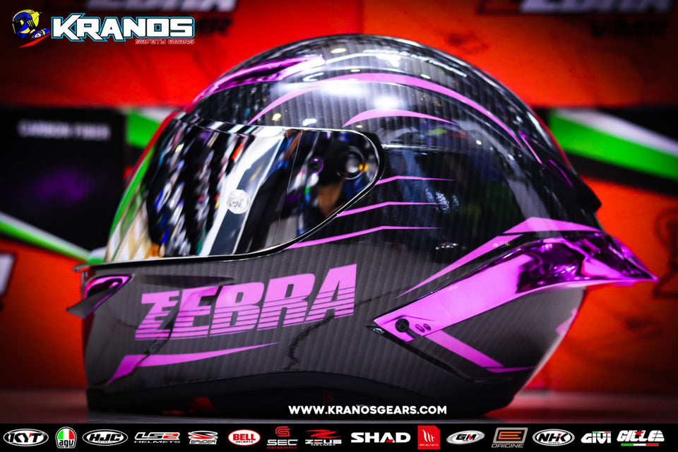 ZEBRA 795 CASCO GLOSS BLACK PURPLE WITH FREE SPOILER & FREE CLEAR LENS (SINGLE VISOR)