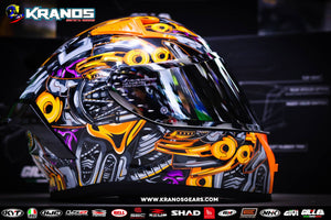 GILLE GTS -1 ANDROID BLACK YELLOW! FREE CLEAR LENS & 2 SPOILER (DUAL VISOR)