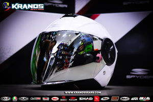 SPYDER REBOOT 1001 SS ARTIC WHITE !!WITH FREE CLEAR LENS HALF FACE (SINGLE VISOR)
