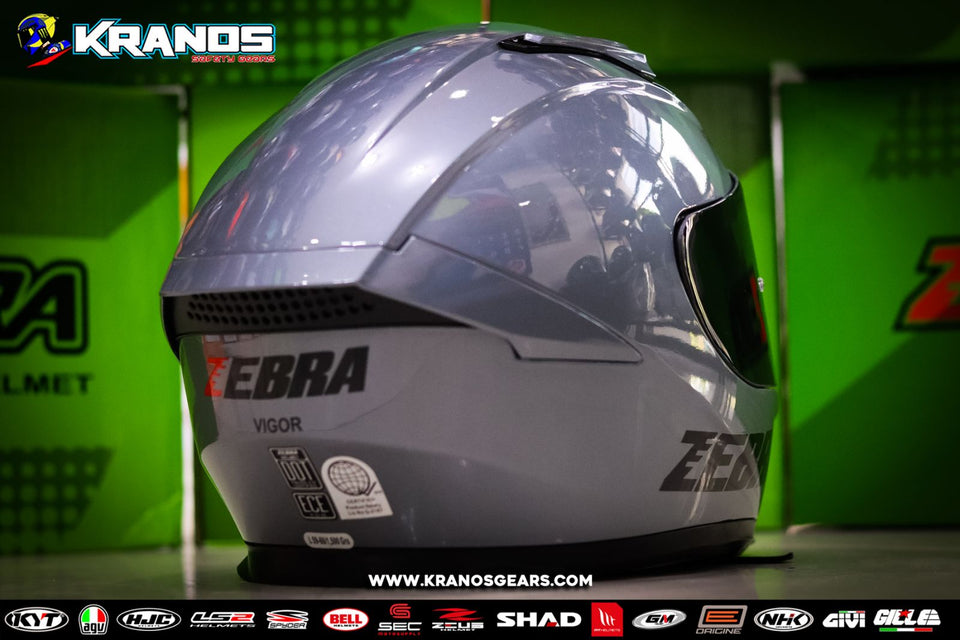ZEBRA YM 623 PLAIN GLOSS GRAY!! WITH FREE CLEAR LENS (DUAL VISOR)