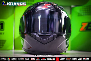 ZEBRA 763 PRO PLAIN GLOSS BLACK FREE SPOILER FREE CLEAR LENS (DUAL VISOR)