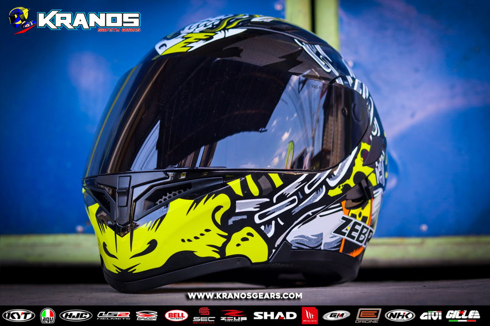 ZEBRA FF805 MODULAR MISSILE BLACK YELLOW! FREE CLEAR LENS (DUAL VISOR)