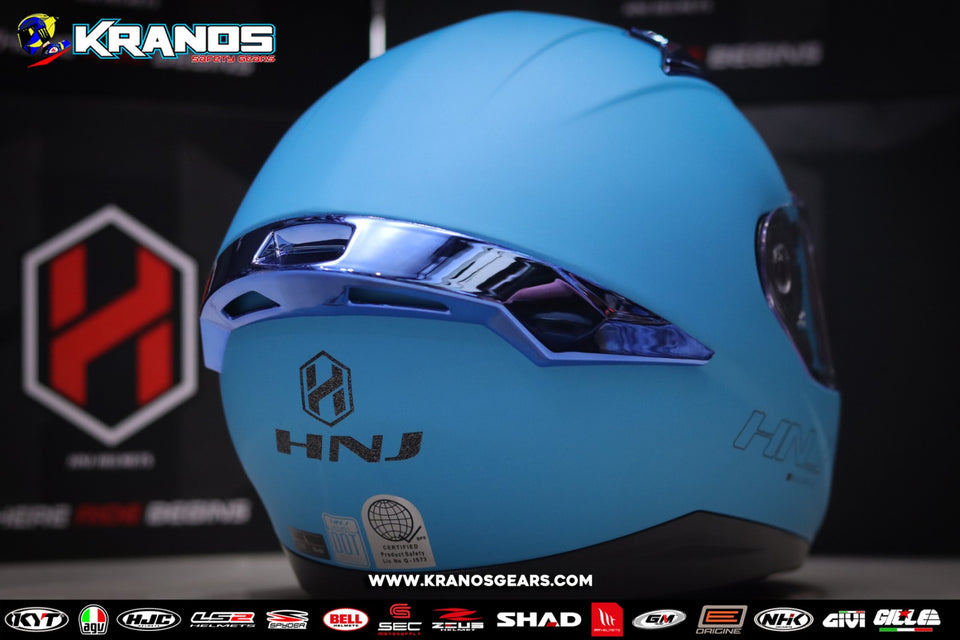 HNJ 983 PLAIN MATTE BLUE! WITH FREE SPOILER (DUAL VISOR)