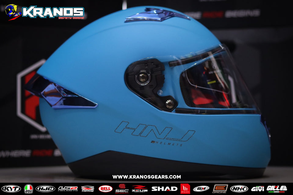 HNJ 983 PLAIN MATTE BLUE! WITH FREE SPOILER (DUAL VISOR)