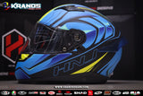 HNJ 983 TRIBAL MATTE BLACK BLUE!!WITH FREE SPOILER (DUAL VISOR)