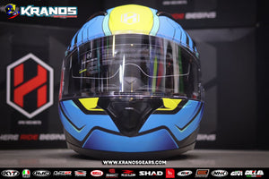 HNJ 983 TRIBAL MATTE BLACK BLUE!!WITH FREE SPOILER (DUAL VISOR)