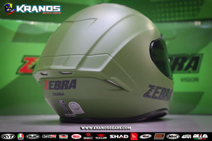 ZEBRA 152 PLAIN MATTE GREEN!! FREE CLEAR LENS (SINGLE VISOR)