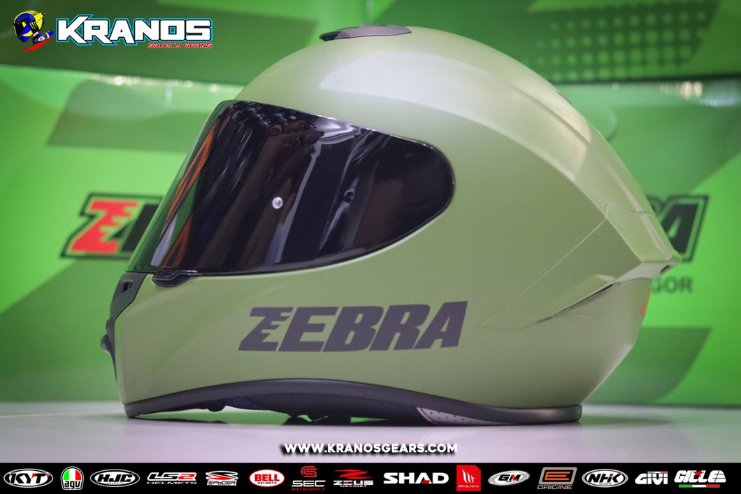 ZEBRA 152 PLAIN MATTE GREEN!! FREE CLEAR LENS (SINGLE VISOR)