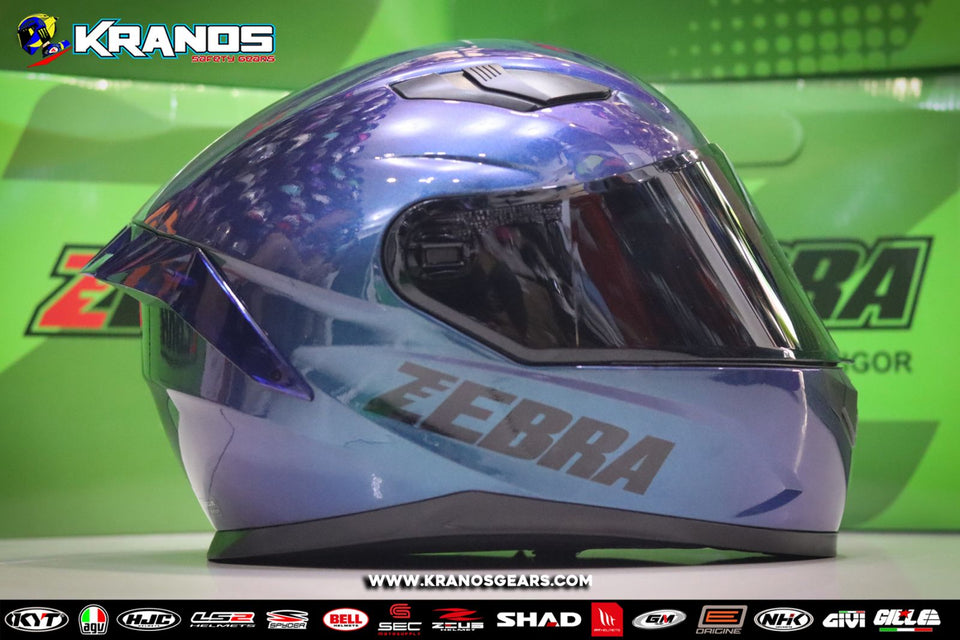 ZEBRA 763 PRO PLAIN DARK BLUE!! FREE SPOILER FREE CLEAR LENS (DUAL VISOR)