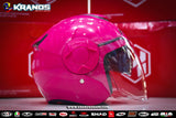 HNJ 869 HALF FACE ROSE RED!! (DUAL VISOR)