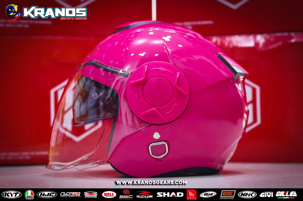 HNJ 869 HALF FACE ROSE RED!! (DUAL VISOR)