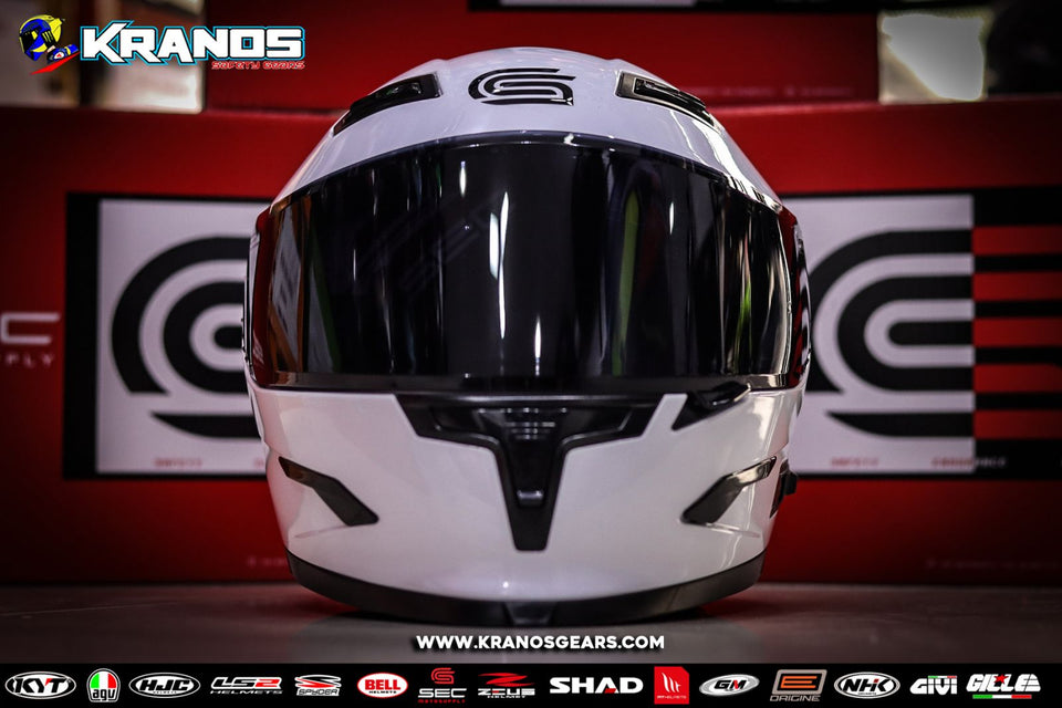 SEC KABUTO SOLID GLOSS WHITE!! WITH FREE SPOILER AND CLEAR LENS (DUAL VISOR)
