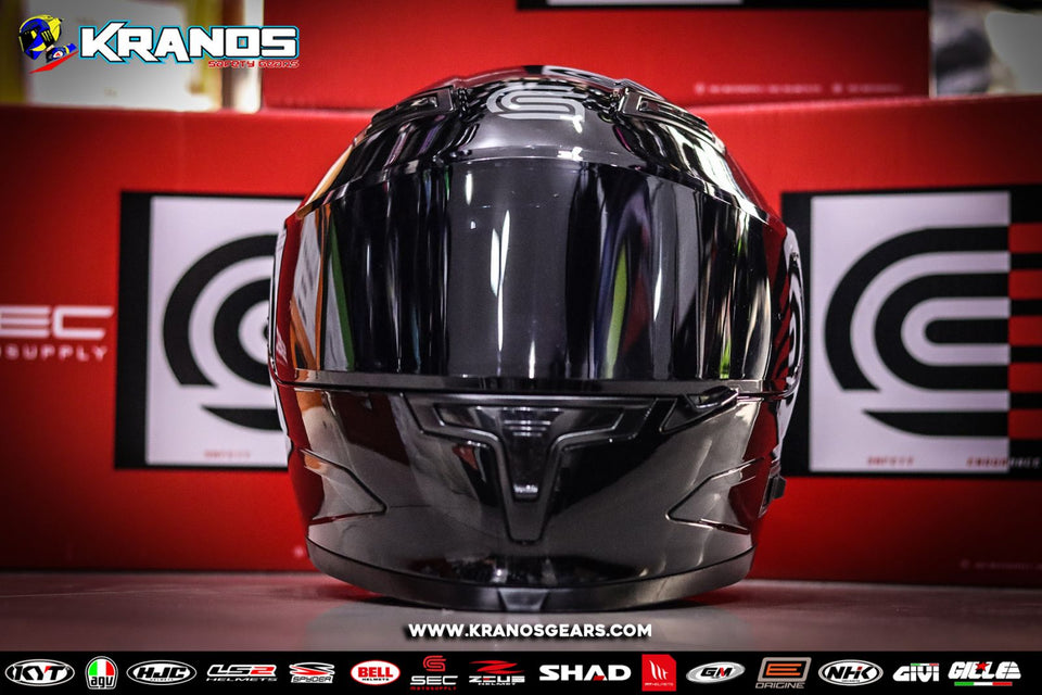 SEC KABUTO SOLID GLOSS BLACK!! WITH FREE SPOILER AND CLEAR LENS (DUAL VISOR)