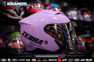 ZEBRA 902 HALF FACE SOLID GLOSS LIGHT PURPLE!! WITH FREE CLEAR LENS (DUAL VISOR)