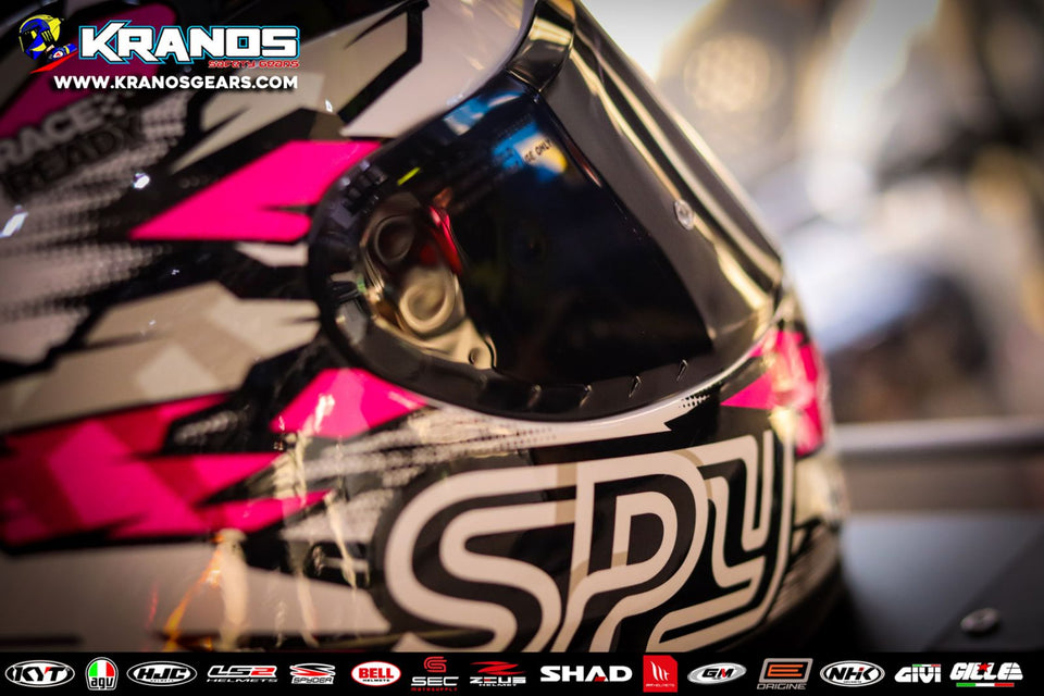 SPYDER RECONE + GD 1021 SS WHITE PINK!! WITH FREE CLEAR LENS, AND SPOILER (DUAL VISOR)