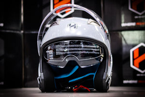 HNJ HALF FACE 916 GLOSS GRAY WITH SPOILER (DUAL VISOR)