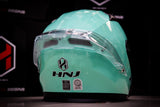 HNJ HALF FACE 916 GLOSS SKY BLUE WITH SPOILER (DUAL VISOR)