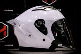 HNJ HALF FACE 916 GLOSS WHITE WITH SPOILER (DUAL VISOR)