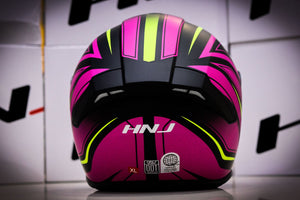 HNJ FULL FACE 871 EDGE MATTE BLACK PINK (SINGLE VISOR)