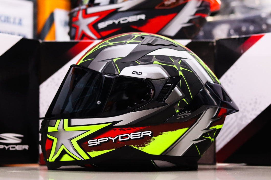 SPYDER FURY GD 4641m S MATTE GRAY RED NEON YELLOW!! FREE CLEAR LENS (DUAL VISOR)