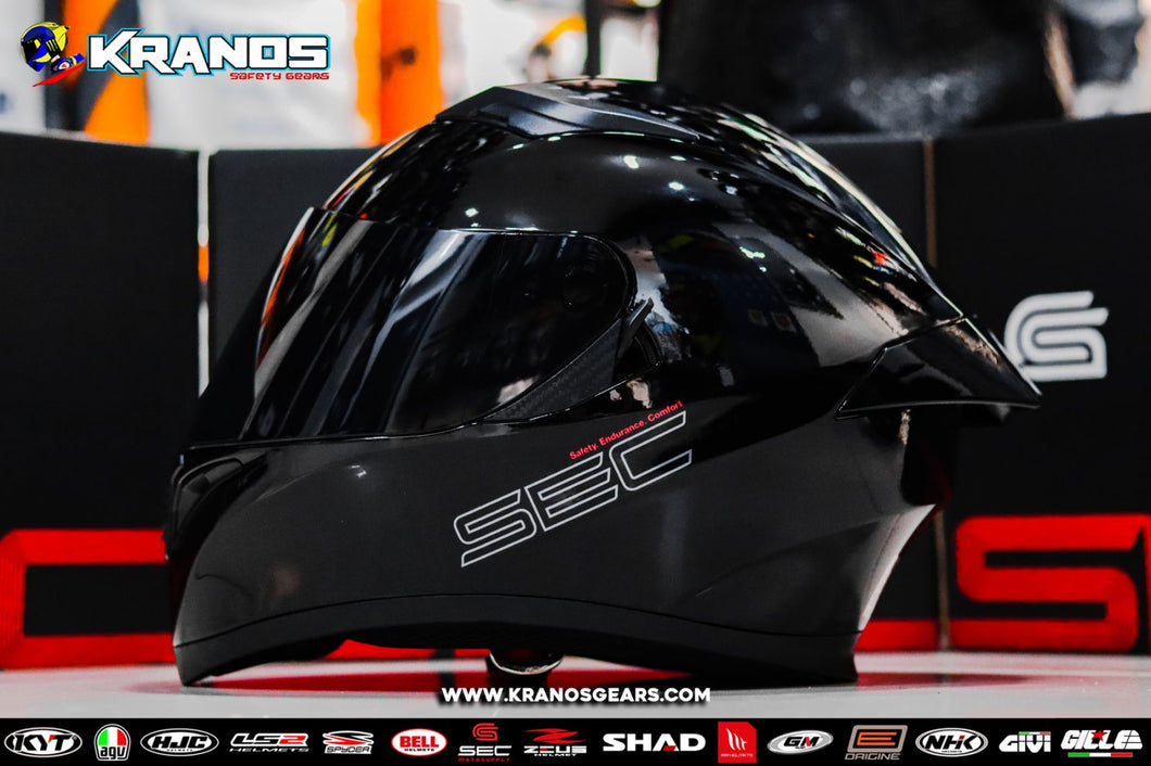 SEC CHALLENGER V3 GLOSS BLACK WITH FREE CLEAR LENS (DUAL VISOR)
