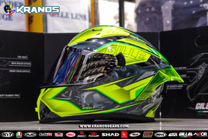 GILLE GTS - V1 135 MUFFLER BLACK FLOU YELLOW! FREE CLEAR LENS & SPOILER (DUAL VISOR)