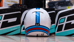 ID ROCKET WHITE BLUE WITH FREE BUBBLE LENS (CLASSIC HELMET)