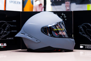 GILLE 883 FALCON MATTE GRAY!! FREE CLEAR LENS & SPOILER (DUAL VISOR)