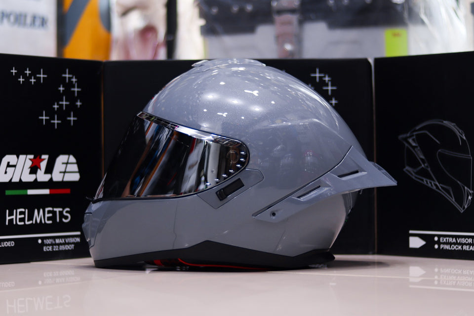 GILLE 883 FALCON PLAIN GRAY!! FREE CLEAR LENS & SPOILER (DUAL VISOR)