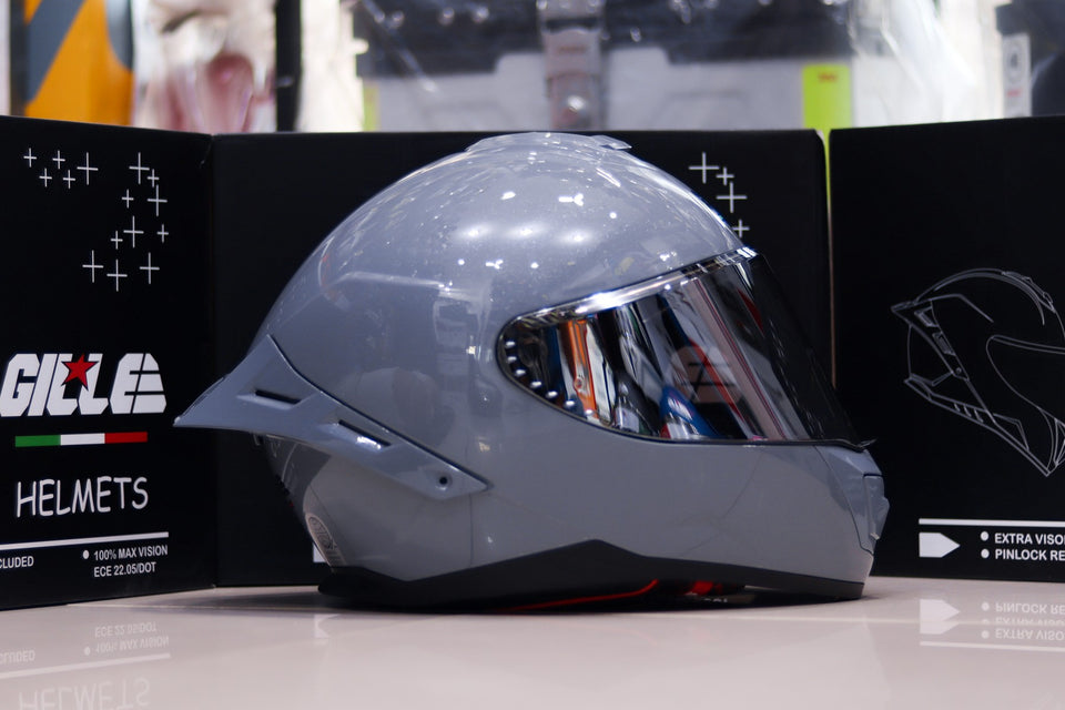 GILLE 883 FALCON PLAIN GRAY!! FREE CLEAR LENS & SPOILER (DUAL VISOR)