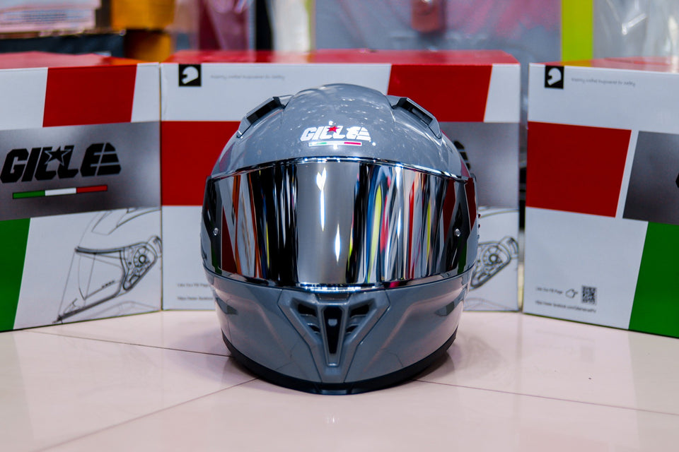 GILLE Z-501 (GTS V2) PLAIN GRAY! FREE CLEAR LENS WITH BUILT IN SPOILER (DUAL VISOR)