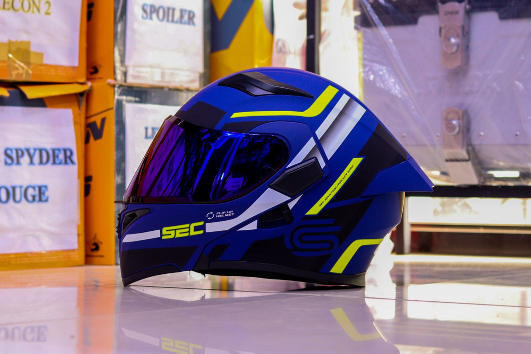 SEC WINDSTORM V3 PISTA BLUE LIME WHITE!! WITH FREE CLEAR LENS (DUAL VISOR)