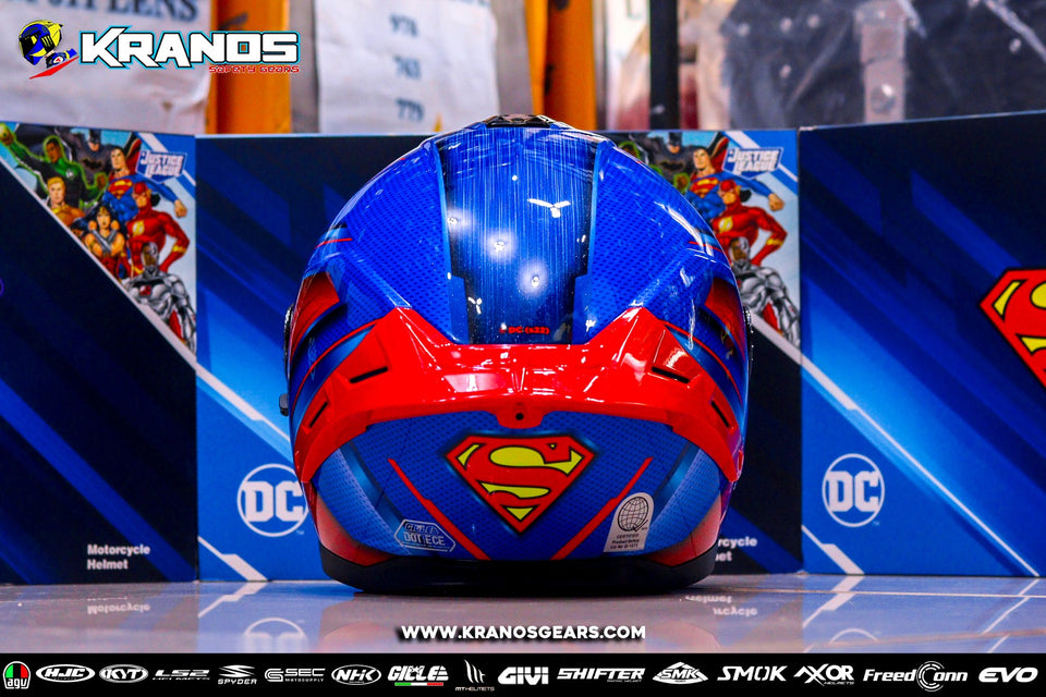 custom superman motorcycle helmets GILLE 883 FALCON DC SERIES SUPERMAN!! FREE CLEAR LENS & SPOILER (DUAL – Kranos Gears
