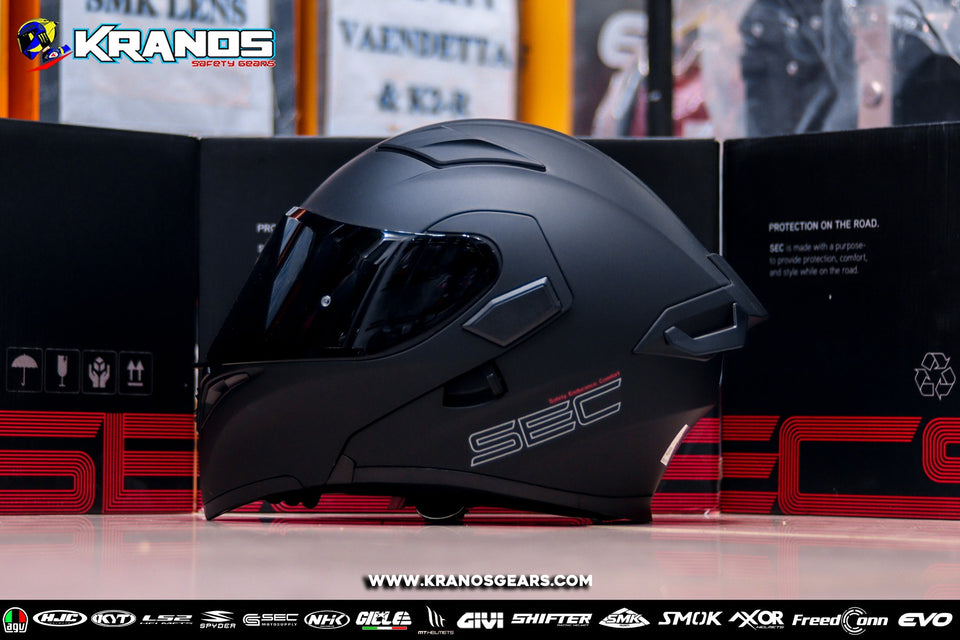 SEC WHIRLWIND MODULAR SOLID MATTE BLACK!! FREE CLEAR LENS (DUAL VISOR)