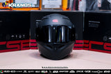 SEC WHIRLWIND MODULAR SOLID MATTE BLACK!! FREE CLEAR LENS (DUAL VISOR)