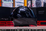 SEC WHIRLWIND MODULAR SOLID GLOSS BLACK!! FREE CLEAR LENS (DUAL VISOR)