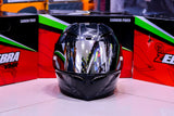 ZEBRA 795 CASCO GLOSS BLACK GRAY WITH FREE SPOILER & FREE CLEAR LENS (SINGLE VISOR)